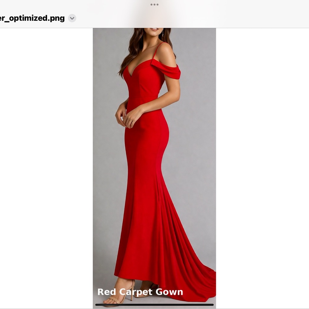 Adrianna Papell Red Off-Shoulder Mermaid Gown